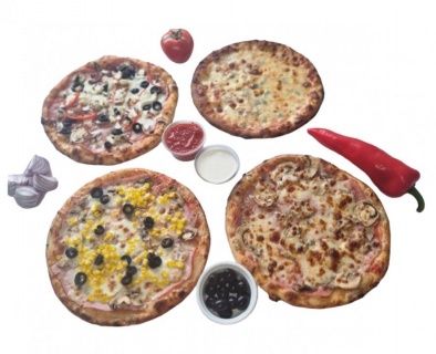 4 PACK PIZZA  (Pachet 4 pizza diametru 25 cm) + 2 sosuri(dulce si usturoi)_1