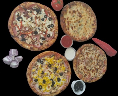 4 PACK PIZZA  (Pachet 4 pizza diametru 25 cm) + 2 sosuri(dulce si usturoi)